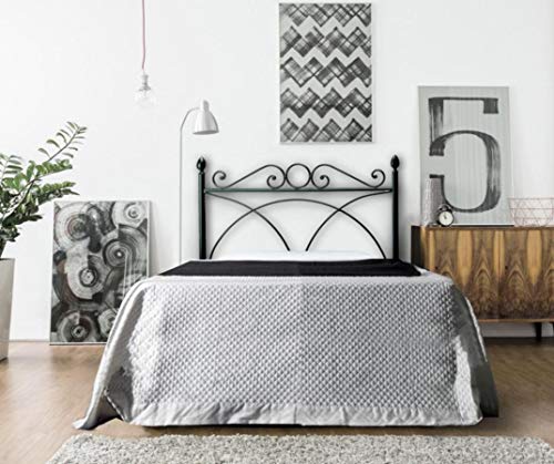 Letto AD Una Piazza E Mezza in Ferro Colore Nero Grafite con GIROLETTO PREDISPOSTO per Rete con Piedini 120 X 190 CM. Non Inclusa - Prodotto Made in Italy - ARR012