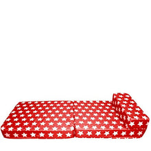 Divano letto singolo pieghevole a Z letto futon per adulti e bambini letto supplementare per pigiama party, lettino pieghevole con materasso a Z – stelle rosso