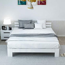 WGYDREAM Letto Letto Matrimoniale in Legno Massello con Letto con Letto in Solido Biancheria da Letto Bianca con Testiera per Adulti Adolescenti per Bambini, 200 X 140 Cm