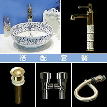 Jgophu - Lavabo da appoggio in ceramica, dipinto a mano, stile vintage