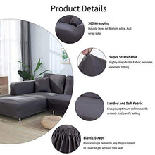 Jian Ya Na - Copridivano estensibile, copridivano angolare, in poliestere, estensibile per divano a L + 2 copricuscini, Tessuto, grigio, 2 Place + 2 Place