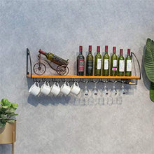 Splendidamente 80/100 / 120cm, mensola a Muro Loft con portabottiglie con Bottiglia di Vino appesa alla Parete in Metallo con cestello in Vetro/portabicchieri Cornice Nera portabicchieri in Vetro p