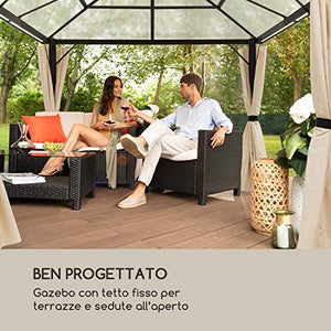 blumfeldt Pantheon Solid Sky Pavillon - Gazebo, Pergola, Tubi in Alluminio, Tettuccio: 3x3 m, 7.6x7.6 cm, Paletto Angolare con Spessore di 1,2 mm, Inossidabile, Senza Pareti Laterali, Nero