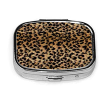 Portapillole - Scatole portapillole personalizzate con stampa leopardo, porta pillole rettangolare in metallo argento portatile, compatto 2 spazi, portapillole per viaggio/tasca/borsa