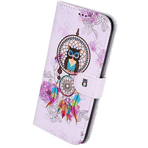 Herbests Cover Case Compatibile con Samsung Galaxy A50S Flip Case Custodia Protettiva Portafoglio Pelle Cover a Libro Book-Style Colorate Custodia con Supporto di Stand,Dreamcatcher