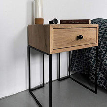 DGHJK Mobili per la casa, Comodino Nordico in Legno massello + Ferro battuto Divano tavolino Tavolo angolare Comodino Armadio con 1 cassetto per Soggiorno Camera da Letto