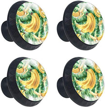 Foglia verde banana gialla dipinta acquerello Pomelli per Porta Set di 4 Pomelli per Mobili Manopole per Cassetti Cucina Armadio Vetro