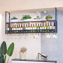 ZLJ Rastrelliere per Vino da soffitto Rastrelliere per calici in Formato Web a 2 Livelli Industriale Altezza Regolabile Bicchieri per UVA Organizzatore di stoccaggio per Cucina Bar Pub Rack
