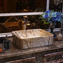 Jgophu Lavandino rettangolare in ceramica fatta a mano per bagno, bagno, bagno, vasca da bagno decorativa, marmo