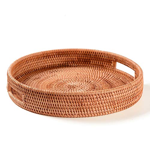 EBAYIN Organizzatore Immagazzinaggio Tessuto Cestino Portaoggetti in Rattan Seagrass Intrecciato a Mano Contenitori Contenitori Organizer Scaffali in Vimini La Camera Letto,35 * 6cm