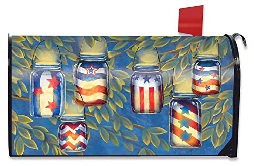 XJ-JX Patriotic Luminaries - Lanterne di copertura per cassetta delle lettere estive, colore: Rosso/Bianco e Blu
