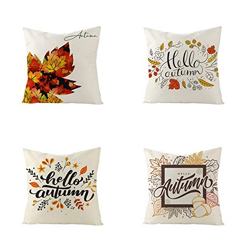 Federe Cuscini Divano 45X45,Fodere Per Cuscini Con Stampa A Foglia D'Acero In Stile Nordico, Fodera Per Cuscino Lombare Per Divano Da Soggiorno Per Ufficio Auto, Decorazione Per La Casa Set Di 4 Artic