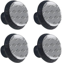 Strisce esagonali nere bianche geometriche Pomelli per Porta Set di 4 Pomelli per Mobili Manopole per Cassetti Cucina Armadio Vetro