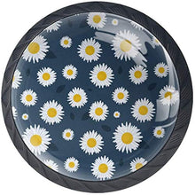 Margherite Fiore Bianco Giallo Grigio scuro Pomelli per Porta Set di 4 Pomelli per Mobili Manopole per Cassetti Cucina Armadio Vetro