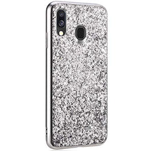 Saceebe Compatibile con Galaxy A40 Custodia Silicone TPU Paillettes Glitter Strass Silicone TPU Case PC Coperture [placcatura bordo] Bumper Case Ultra Sottile Antigraffio,argento&