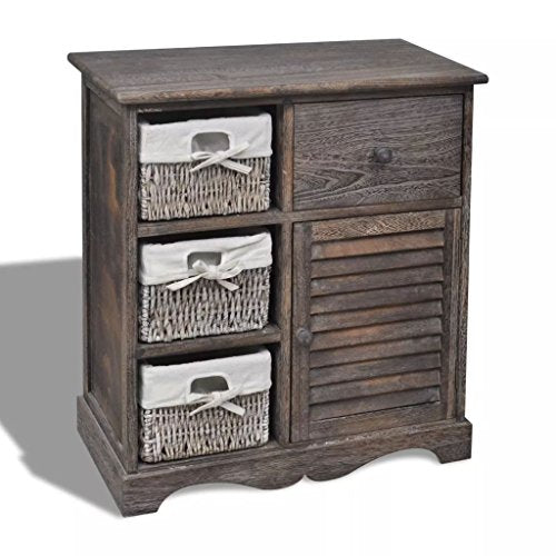 Roderick Irving Armadietto in Legno con 3 Cestini Intrecciati Marroni Armadio Camera da Letto Mobile Soggiorno armadietto Ingresso armadietti spogliatoio armadietti Bagno