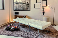 Ponti Divani - Cube - Pouf Letto Singolo con Materasso h 10cm di Ottima qualità e Rete Italiana Ecopelle Bianca