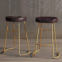 yunyu Sedia Ufficio,Sgabello da Bar Alto Marrone Dorato, (Altezza Seduta 75 cm, 30 Pollici), Cuscino in Pelle Artificiale con Struttura in Ferro per ristoranti, Bar, caffè, banco Reception