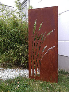 Zen Man 031912 - Paravento da giardino in metallo arrugginito, 1 mm, decorazione da giardino, in acciaio INOX, altezza 125 x 50 cm