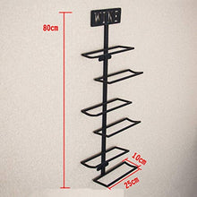MXZBH MXZBHPortabottiglie in Ferro da Parete in Metallo, 6 portabottiglie portabottiglie Stile retrò Bar Creativo Appeso a Parete portabottiglie Nero 80X25x10cm