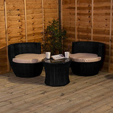 Home Discount, set di mobili da giardino in rattan, 2 posti, colore: nero e crema, per veranda, salotto, salotto, salotto, salotto, con piano in vetro, cuscini UKFR