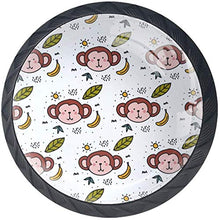 Scimmia Doodle Foglie Di Banano Giallo Pomelli per Porta Set di 4 Pomelli per Mobili Manopole per Cassetti Cucina Armadio Vetro