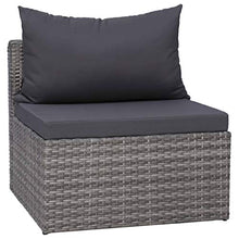 OUSEE Set Divani da Giardino 3 pz con Cuscini Grigio in Polyrattan