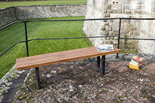 pib Panca Peterstivy in Stile Vintage - Legno Massiccio, Legno Antico, Finitura Vernice, Legno di Teak | in Legno Teak Verniciato dal Look Neo Industrial - Marrone ocra (L170 x H46 x P36 cm)