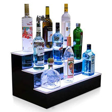 LOISK 3 Tiers Scaffale Portabottiglie LED Illuminato Bottiglia del Liquore Display Portabottiglie con Telecomando a 44 Tasti per Bar Ristoranti Case,800mm*330mm*210mm