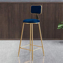 JXXDDQ Sgabello da bar con schienale per cucina/pub bar, gambe in metallo dorato | Sedia imbottita per il tempo libero | Cuscino in velluto (colore blu, dimensioni: 65 cm)