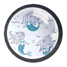 Set di 4 maniglie rotonde per armadio da cucina, credenza, cassettiera, cassettiera, con viti, per cucina, comò, armadietto, bagno, armadio Oceano Mare Sirena Subacquea