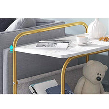 DGHJK Mobili per la casa, tavolino in Finto Marmo Soggiorno Salva Spazio Tavolo angolare Comodino Camera da Letto in Ferro battuto Dorato con portariviste con Custodia, 55x32x60CM