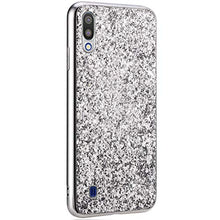 Saceebe Compatibile con Galaxy M10 Custodia Silicone TPU Paillettes Glitter Strass Silicone TPU Case PC Coperture [placcatura bordo] Bumper Case Ultra Sottile Antigraffio,argento&