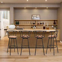 MEUBLE COSY Set di 2 sgabelli da bar, altezza della seduta 77 cm, stile industriale girevole con poggiapiedi imbottito con schienale e cuscino