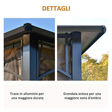 Outsunny Gazebo da Giardino con Zanzariera 3.6x3m, Struttura Acciaio e Alluminio, Tetto Policarbonato Marrone
