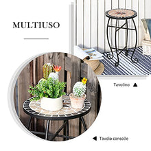 Outsunny Tavolino da Giardino, Tavolo da Esterno in Metallo Nero e Ceramica, Nero e Arancione Ф36 x 58cm