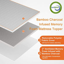 Maxzzz Topper Materasso, Coprimaterasso in Memory Foam al Carbone di bambù di 5cm con Fodera Rimovibile e Lavabile, Topper con Design Ventilato, Ipoallergenico, Inodore, 160x190cm, CertiPUR