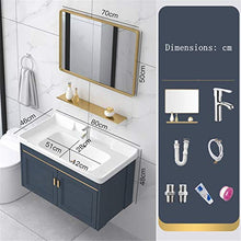 Mobile Lavabo Spazio Alluminio Grigio Blu Blu BASSAGGIO di Lavaggio di LAVOBITO Mobile Combinazione Muro di Parete del Bagno Facile da Pulire (Color : Blue, Size : 46x80x48cm)