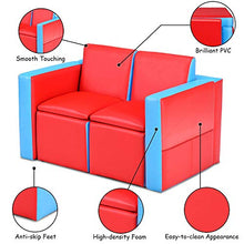 Cay2T - Divano per Bambini, Set Tavolo e sedie Multifunzione 2 in 1, 2 divani con vano Contenitore -Pizza-