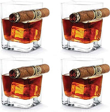 NA 4pcs Whiskey Glass con portasigare, Senza Mano per sigiard Amanti della Sigaretta Vecchio Modo di Sigaro Ultra Chiaro per Vino Brandy Borgone (320ml)