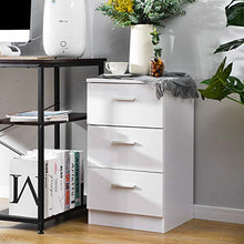 Mupple - Armadietto in legno, con 3 cassetti, con maniglia argentata, per ufficio, camera da letto, soggiorno, colore: Bianco