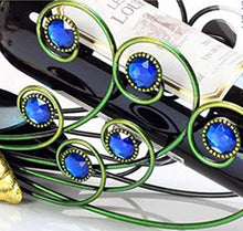 FAGavin Wine Rack Controsoffitto Portapacchi Staffa Decorazione Desktop Salva Spazio Freestanding Vino Armadio Portaoggetti Decorazione della Casa Blu Pavone
