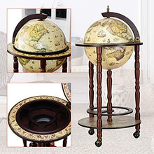 DREAMADE Mappamondo Bar Mobile Bar, Portabottiglie Scaffale per Vino con 3 Ruote, 88 x 45 x 45cm (medello 2)