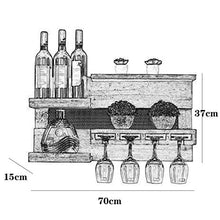WZHZJ Disegni Floating Wine Shelf e Glass Rack Set in Legno di Pino Rustico Fatto a Mano