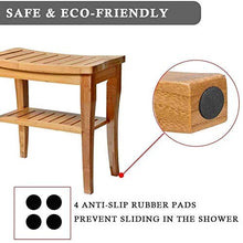 Sgabelli da Doccia in bambù in Legno con ripiano portaoggetti Panca Antiscivolo Sgabello da Bagno per Donna Incinta 48 25,5 43 cm 0107