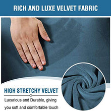 Velluto Copripoltrona Relax Elasticizzato, Morbido Felpa Poltrona Reclinabile Cover per 3 Divano Cuscino Antiscivolo Fodera per Poltrona con Tasca Laterale per Soggiorno-Blu-B-3 Posti