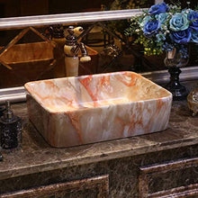WEHOLY Lavabo in Resina Lavabo Quadrato da Incasso Ovale in Pietra Naturale Lavabo Quadrato in Marmo Creativo retrò in Ceramica Hotel Lavabo antispruzzo