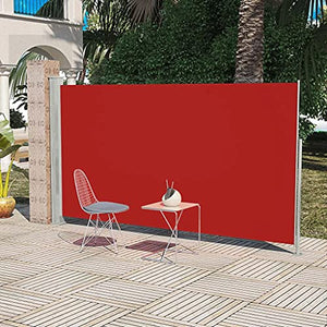 UnfadeMemory Tenda Laterale Retrattile, Separe Divisorio Esterno, Protezione Privacy Paravento Parasole per Patio Balcone Terrazzo Giardino (160 x 300 cm, Rossa)