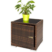 TecTake 2X Lettino Alluminio Poly Rattan + Tavolo Set Giardino Sdraio Prendisole Sedia + Involucro Protettivo + 2 federe - Disponibile in Diversi Colori - (Nero/Marrone | No. 401499)
