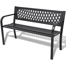Fesjoy Panchina da Giardino in Acciaio Nera Panca da Giardino, Panchina per Parco 118 cm